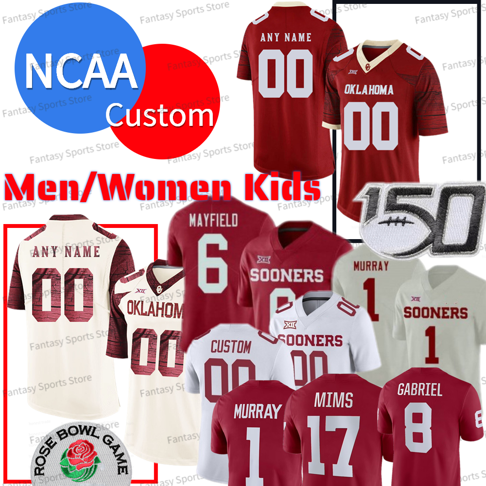 

Custom Murray College Oklahoma Sooners Jersey CeeDee Lamb Perine Bosworth Durron Neal Rattler Mayfield C.Williams Bradford Peterson Mims Men Women Kids Jerseys, Red+orange patch