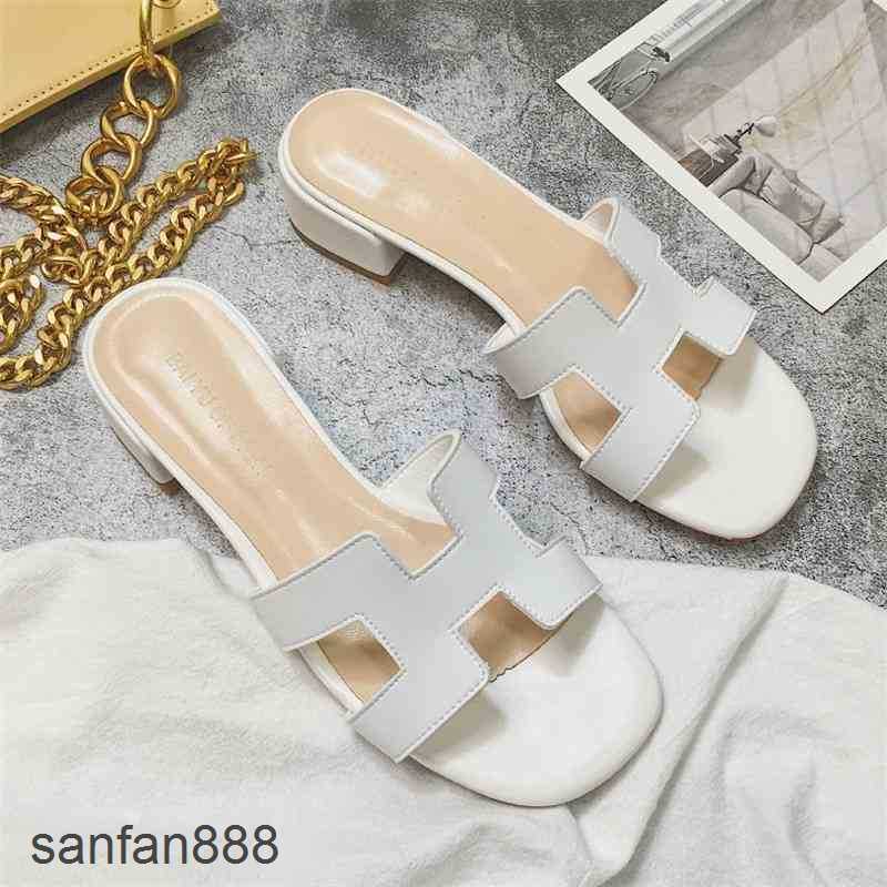 

Original Designer Hemres Slippers H 70% OFF designer Net red ins tide fairy style white slippers women wear fashion outside thick middl With logo DL3S, Pink