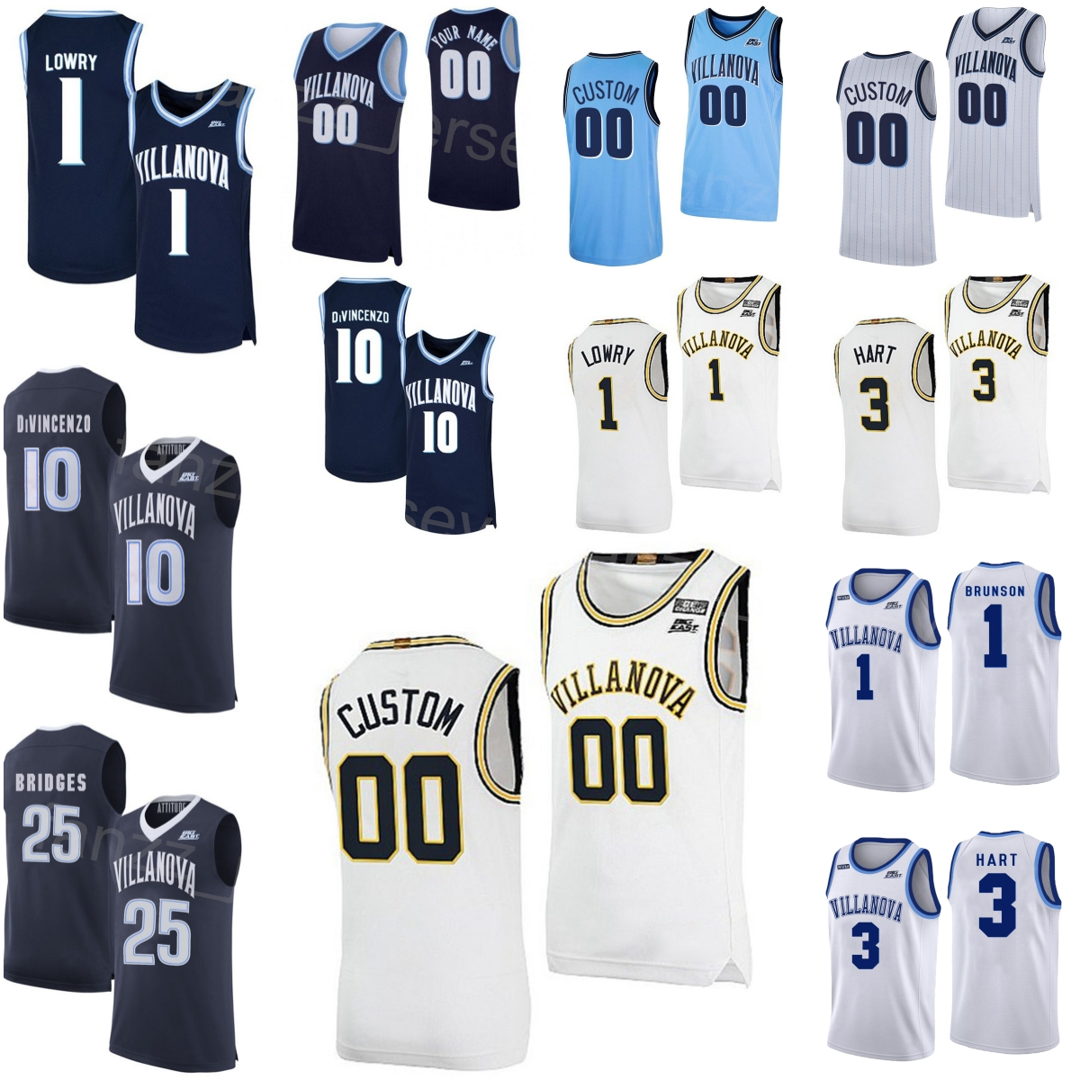 

Villanova Wildcats College Jersey Basketball 10 Donte DiVincenzo 1 Jalen Brunson 1 Kyle Lowry 25 Mikal Bridges 3 Josh Hart University Stitched NCAA Men Kids Women, White