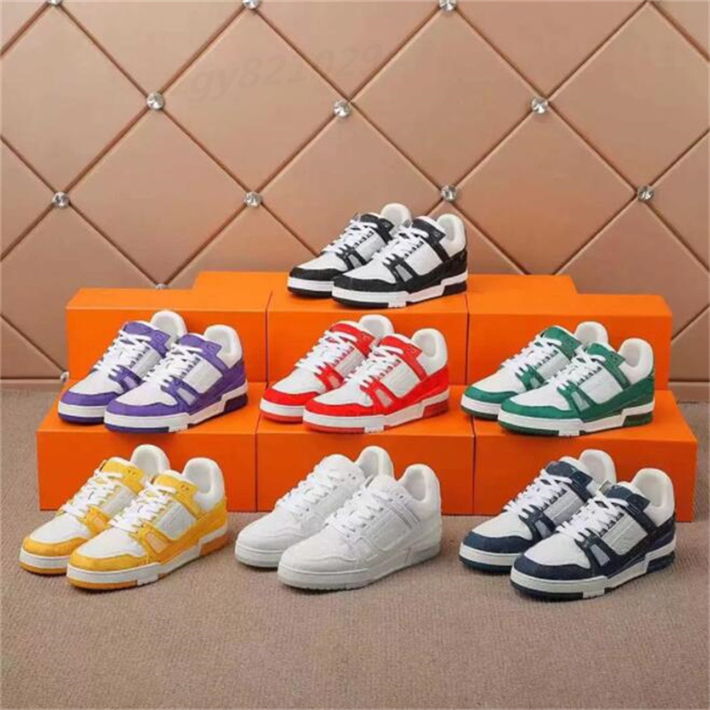 

hot Men Designer Sneakers Trainer Casual Shoes printing Rubber Canvas Leather Sneaker Denim Monograms Shoe without Box z63, Color 1 36-40