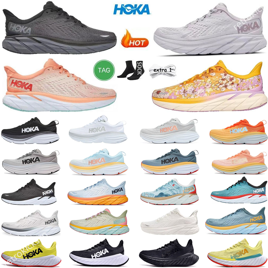 

HOKA 2023 Bondi 8 Running Shoes Hokas ONE Black White Sports Carbon x2 Clifton 8 Lightweight Shock Absorption Amber Sneakers Mens Womens, #13 size: 36-45