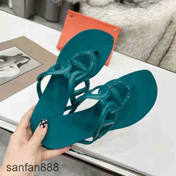 

Original Designer Hemres Slippers H 2023 new slippers anti slip flat bottomed beach shoes clip toe herringbone pig nose jelly 17VN With logo JRI9, Red