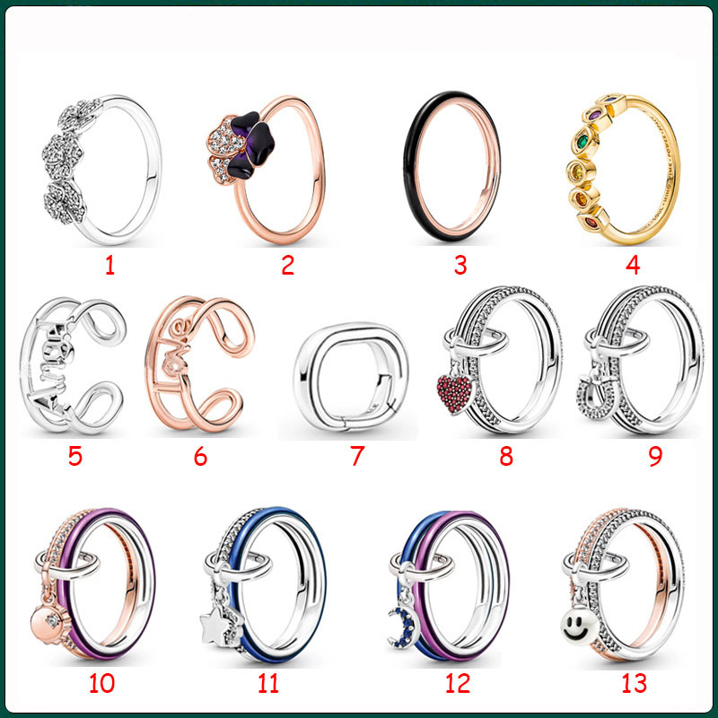 

2023 New Popular S925 Sterling Silver Three -color Gem Ring Pandora ME Series Connection Ring DIY Couple Ring
