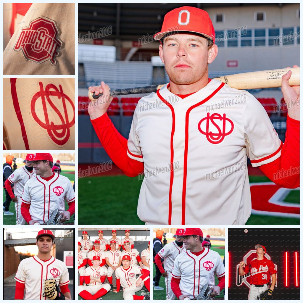 

Custom Ohio State University Baseball Jersey Buckeyes 1900s Throwback Jersey Any Name Any Number Baseball Jerseys, Red