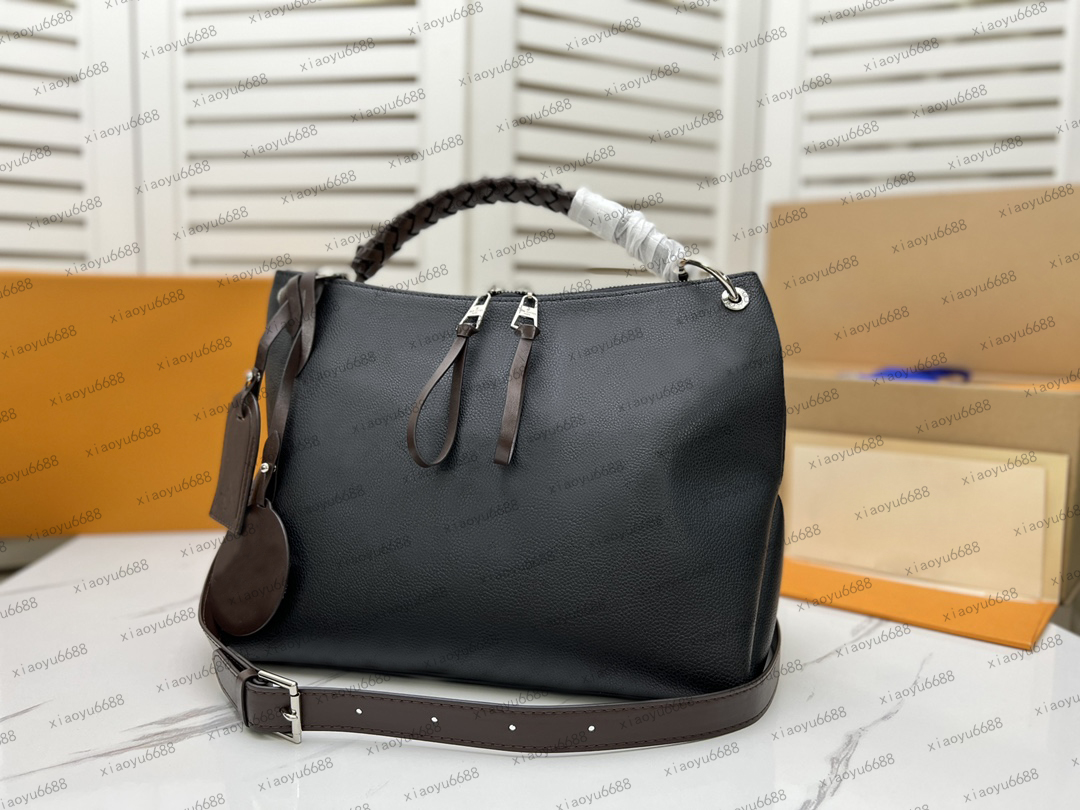 

women calfskin silver hardware handbag purse strap shoulder bag tote, Black