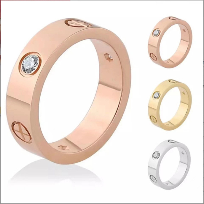 

wedding rings love screw ring womens mens classic luxury titanium steel gold plated jewelry gold silver rose never fade 4 5 6mm unique engagement designer ring