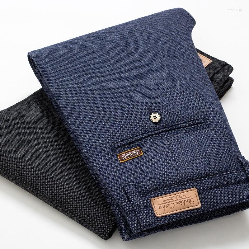 

Men's Pants Cotton Linen Office Work Slim Smart Casual Black Business Men Regular Fit Social Long Trousers Summer, Ic930 black