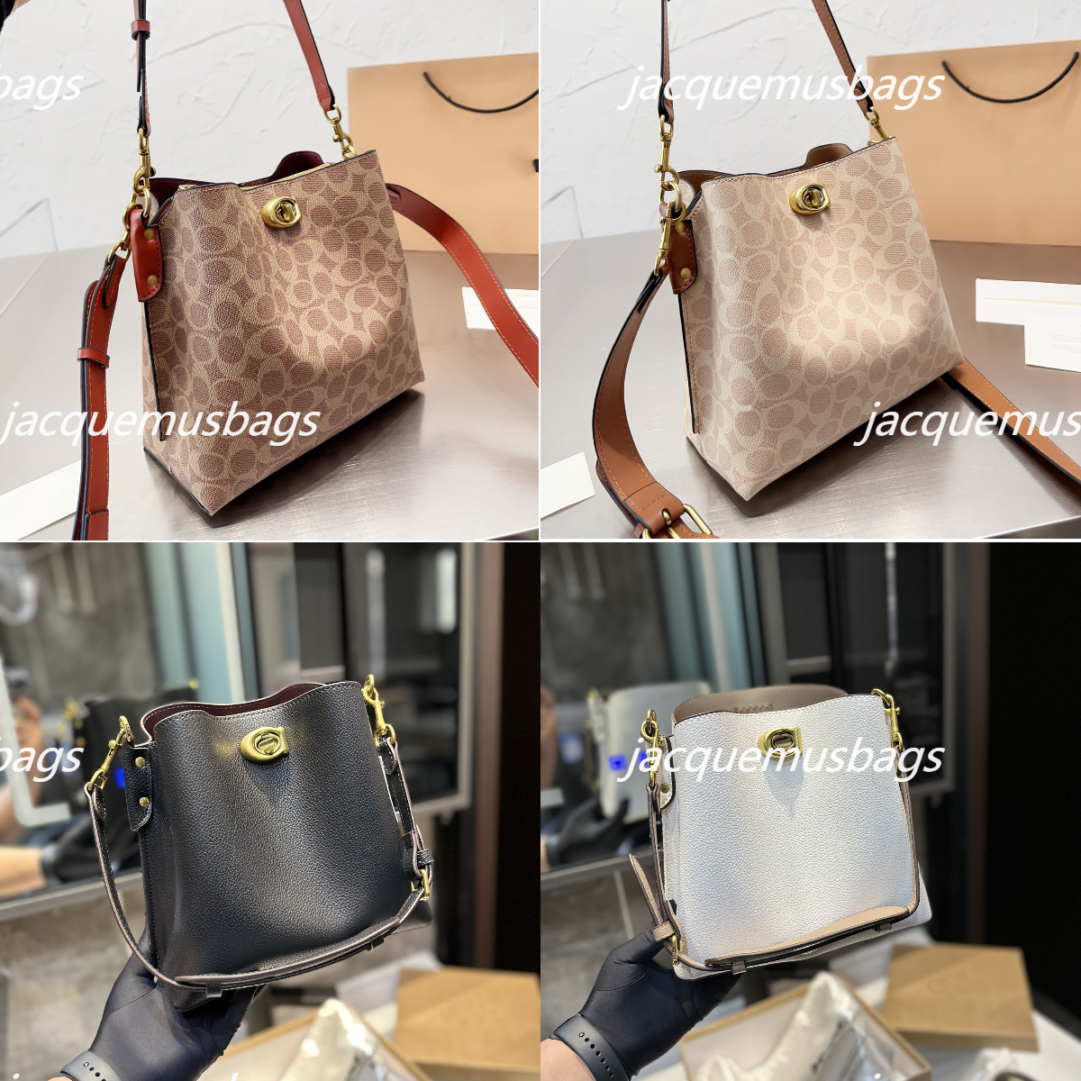 

Willow Bucket Bag In Colorblock Designer Luxury Bucket Crossbody Bag Tote Shopping Leather Purse Shoulders Cross Body Totes Handbag Size 27cm, Color 6