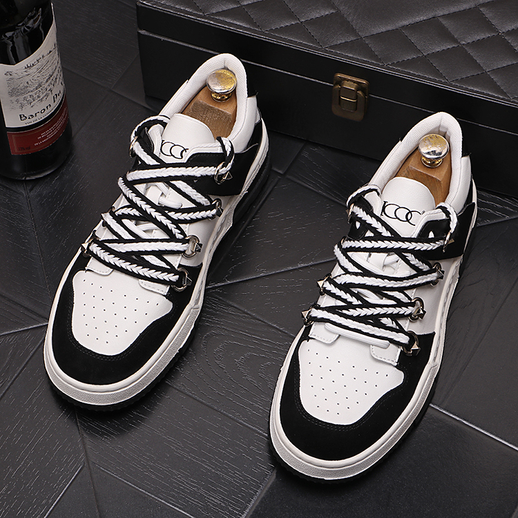 

Luxury Designer Dress Party Wedding Shoes Fashion Breathable Outdoor Sports Casual Sneakers Round Toe Thick Bottom Business Driving Walking Loafers C129, Black white