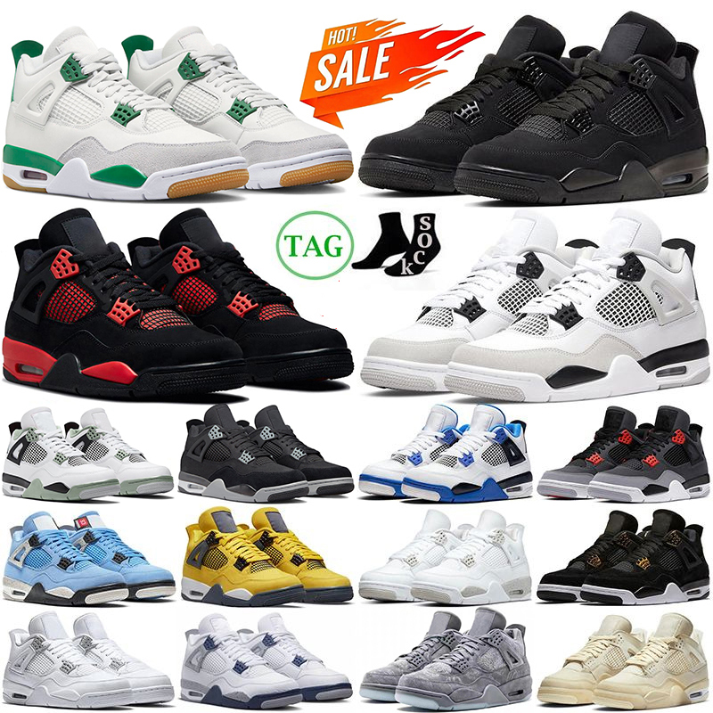 

with box 4 4s mens Basketball Shoes University Blue Sail White Oreo Thunder Seafoam Pine Green Military Black purple Canvas Women Trainer Sneakers 36-47, (42)