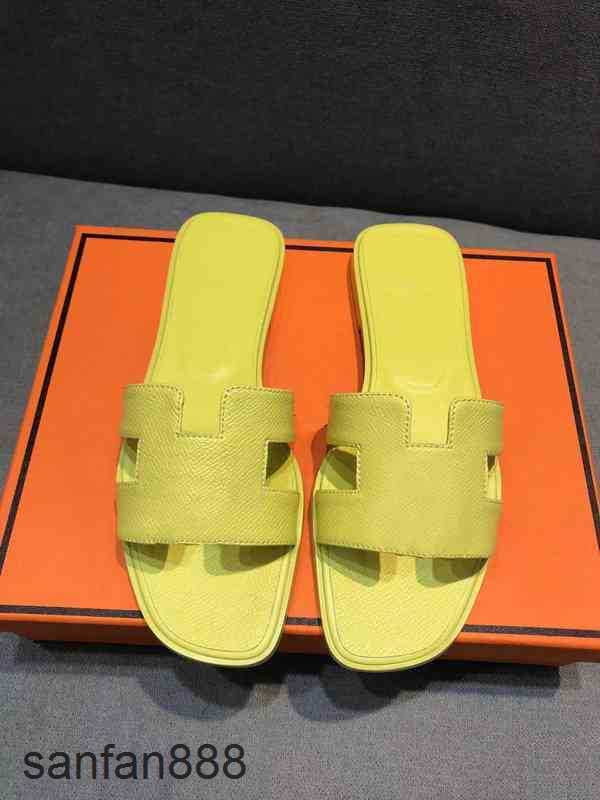 

Original Designer Hemres Slippers Women brand Genuine H Leather Sandals Fashion Summer Luxury Flat Slides Ladies Beach Sandal Party RK39 With logo C05O, Color29