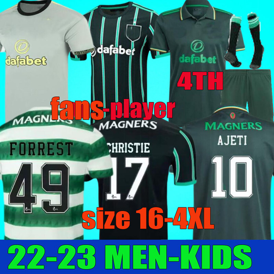 

2023 Celts Fourth soccer jerseys Celtic Mens Kids full set 22 23 4th KYOGO JOTA AJETI ABADA MCGREGOR TURNBULL STARFELT CARTER-VICKERS football shirt kit fans player, 2023 away player