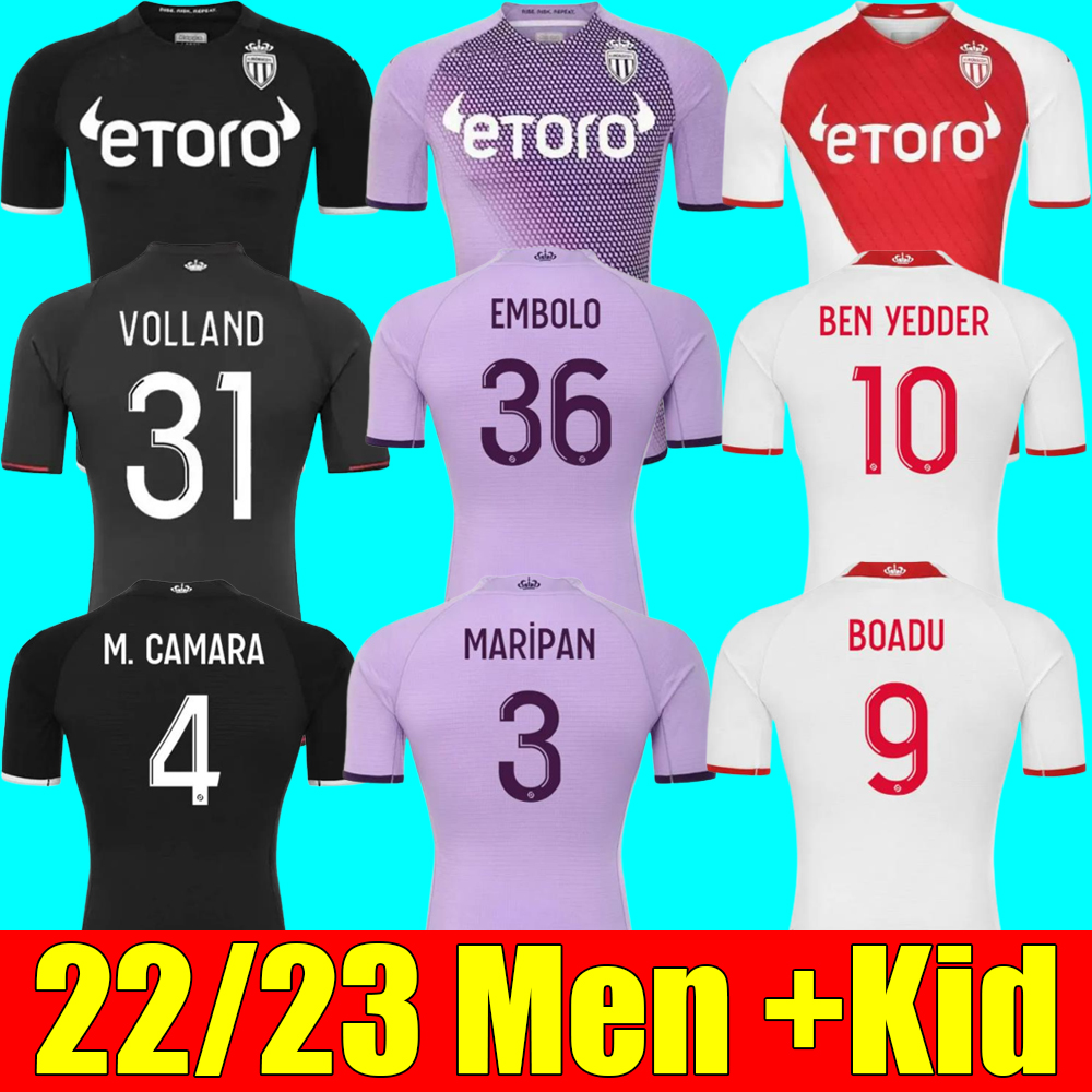 

22 23 maillots AS BEN YEDDER Monaco Soccer Jerseys BOADU GOLOVIN 2022 2023 GEUBBELS Men Kids Flocage JORGE Football Shirt VOLLAND maillot de foot Diop, League third
