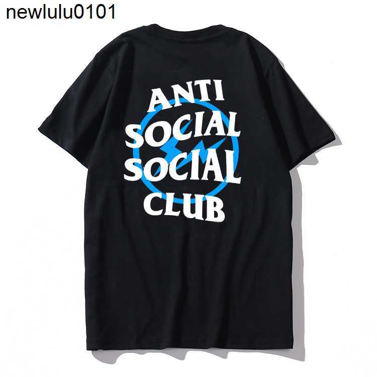 

Trendy anti social club ASSC lightning letter printing men' and women' short sleeves, Yellow