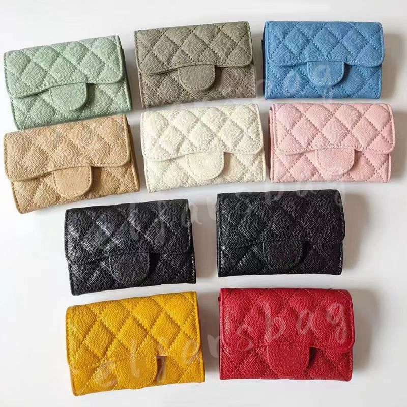 

Luxury Brand Classic Wallet Card Holder Quilted Leather Women Designer Short Wallets Fashion Pattern Caviar Sheepskin Material Purse, 1 / gold