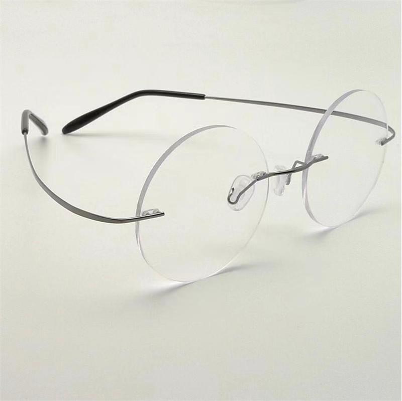 

Wholesale-Steve Jobs Star Style Ultra-light Memory Titanium Rimless Myopia E Optical Glasses Frame Men Eyewear Oculos De Grau 6Pcs/Lot