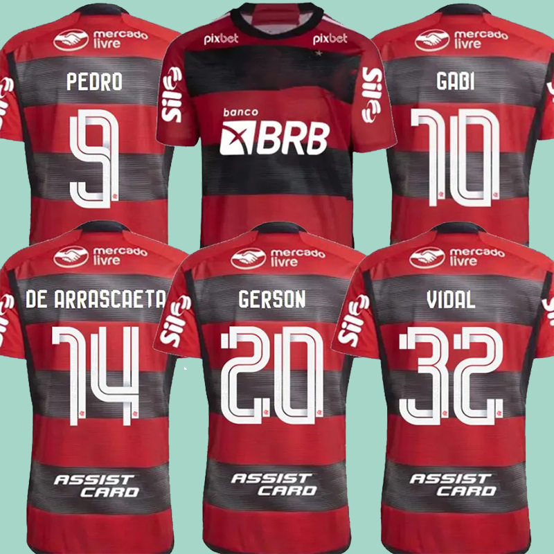 

2023 2024 Flamengo soccer jerseys VIDAL DE ARRASCAETA GABI football shirts PEDRO B.HENRIQUE E.RIBEIRO camisa Flamengo 23 24 jersey, 23 24 home aldult