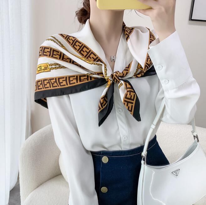 

2color Letters Print Silk Scarf Headband for Women Summer Fashion Long Bag Scarves Paris Tote Luggage Ribbon Head Wrap 90-90cm