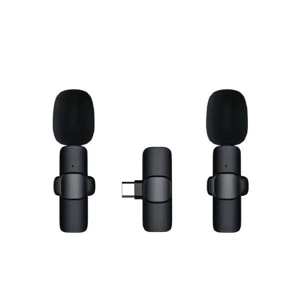 

2023 Wireless Lavalier Microphone Portable Audio Video Recording Mini Mic for iPhone Android Live Broadcast Gaming Phone Mic