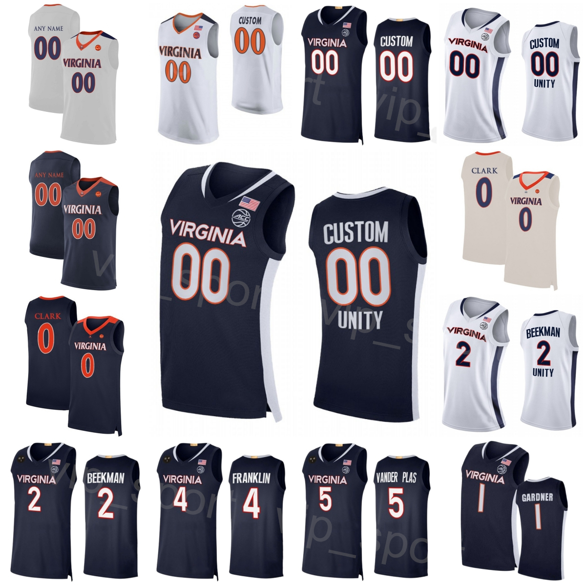 

Virginia Cavaliers College 2 Reece Beekman Jersey Basketball 5 Ben Vander Plas 11 Isaac McKneely 4 Armaan Franklin 1 Jayden Gardner Kihei Clark Sewing Men Kids NCAA, White