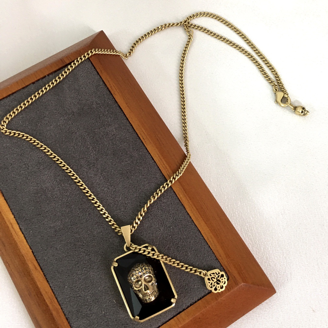 

Gemstone Pearl Pendants Gold Choker Necklaces Vintage Hiphop Rock Punk Skull Skeleton Heads Thick Chain Necklace Men Women Designer Jewelry Gifts MCQN0088