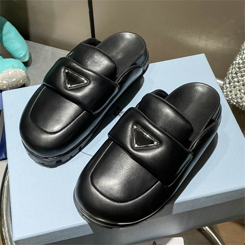 

Slide Designer Womens Slippers Leather Muller Shoes Sheepskin Shearling Moccasin Thick Sole Casual Scuffs Sandals