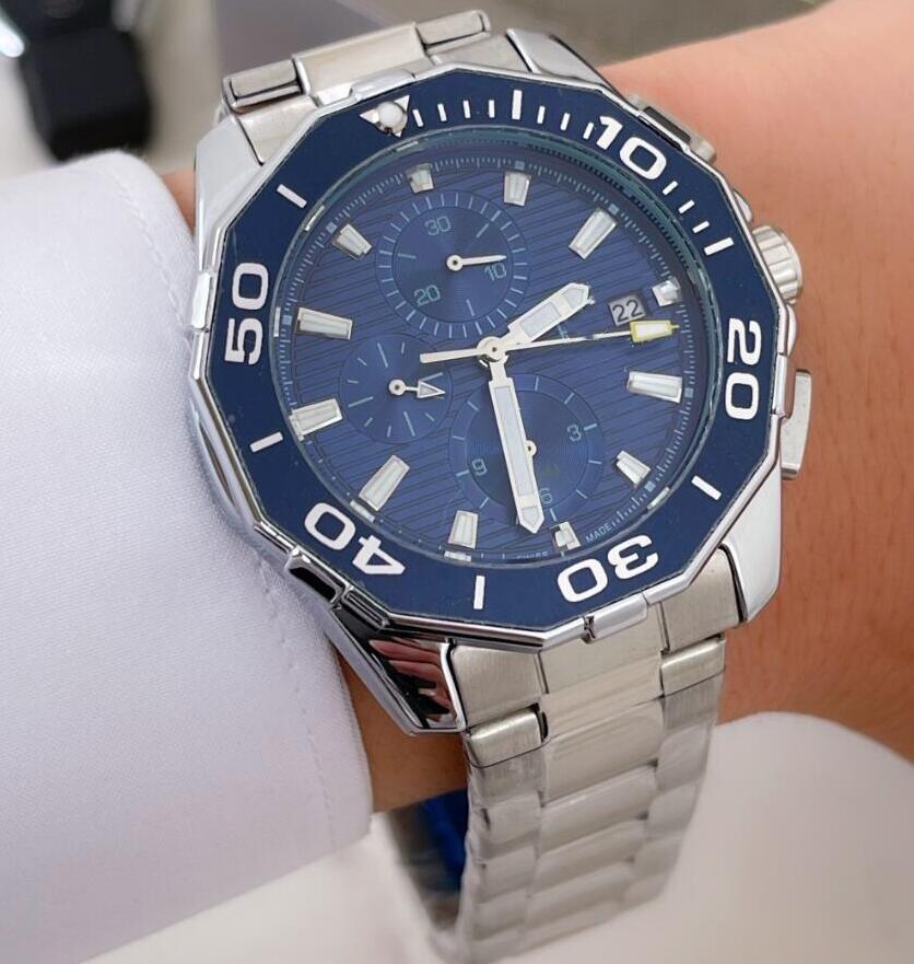 

Fashion mens watches pilot watch dial work quartz movement stopwatch leather strap sport pilot watches waterproof montre de luxe analog, Packing box