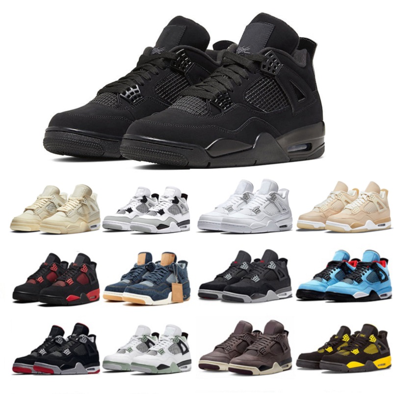 

Basketball shoes 4 Black Cat 4s Mens Trainers Sports Sneakers Canvas Gum Bred Sail Denim University Blue Fire Red Thunder Taupe Haze Men Women Size 36-47 platform shoe, Color#22