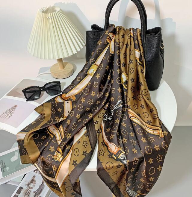 

6style Fashion Letters Print Imitate Silk Scarf Neckerchief for Women Long Handle Bag Scarves Shoulder Tote Luggage Ribbon Head Wrap 180-90cm