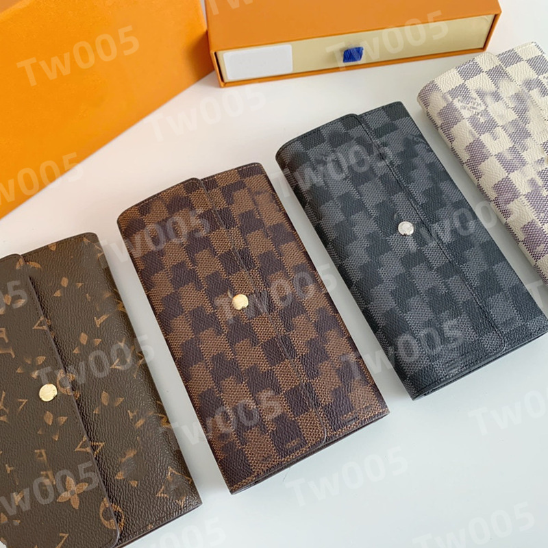 

AAA Fashion Designers wallet Mens Women Long Wallets leather bags Highs Quality Classic Flowers coin Purse Plaid card holder clutch handbags With Box