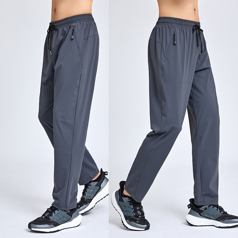 

LL Men Jogger Long Pants Sport Yoga Outfit Cycling Drawstring Gym Pockets Sweatpants Trousers Men's Casual Elastic Waist Fitness M-3XL LL964, Grey
