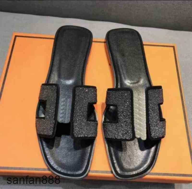 

Original Designer Hemres Slippers 100% H Leather classics igh Quality Women slipper Summer Flat Slides Fashion casual outdoor home HO6T With logo DJTU, 15