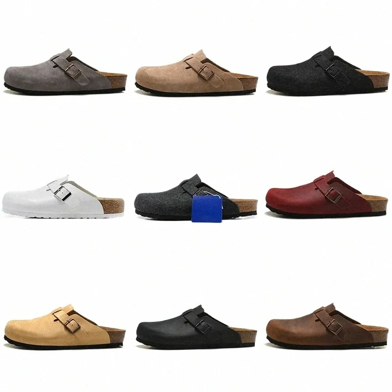 

2023 designer sandals men women slide slippers Boston Soft Footbed Clogs Suede Leather Buckle Strap Shoes Outdoor Indoor hombres mujeres Sliders 05FJ#
