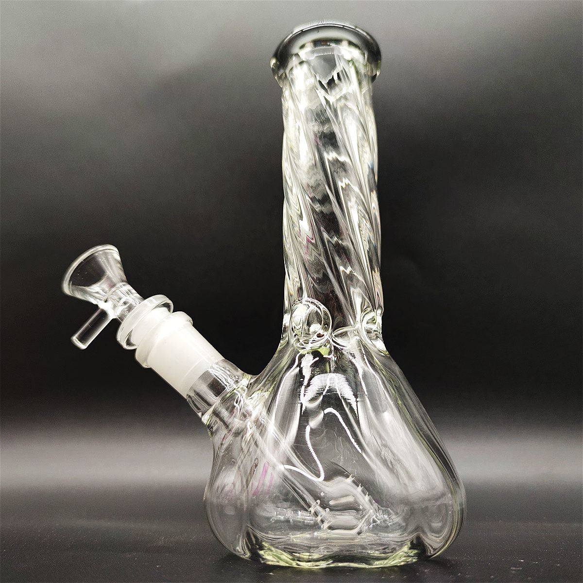 

2023 Heady Bong Glass 20CM 8 Inch Clear Twisted Felix Metalic&Clear Hookah Water Pipe Bong Glass Bongs 14mm Bowl Down stem