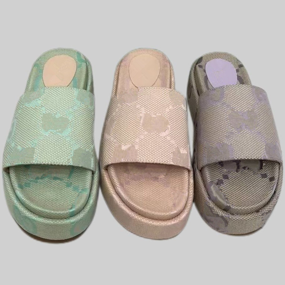 

Designer Slippers Fashion Thick bottom Sandals men women Slides Embroidery Printed Jelly Rubber Leather Platform Wedges Sandal Beach High heel sandals, Multi