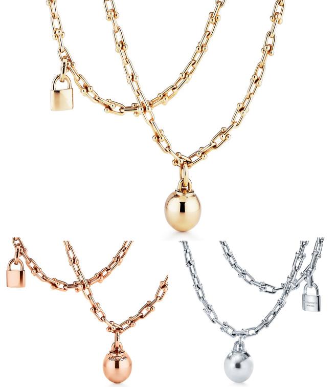 

Fashion Luxury necklace hardwear jewelry designer lock ball pendant horseshoe necklaces for women party Rose Gold Platinum long Ch7543369