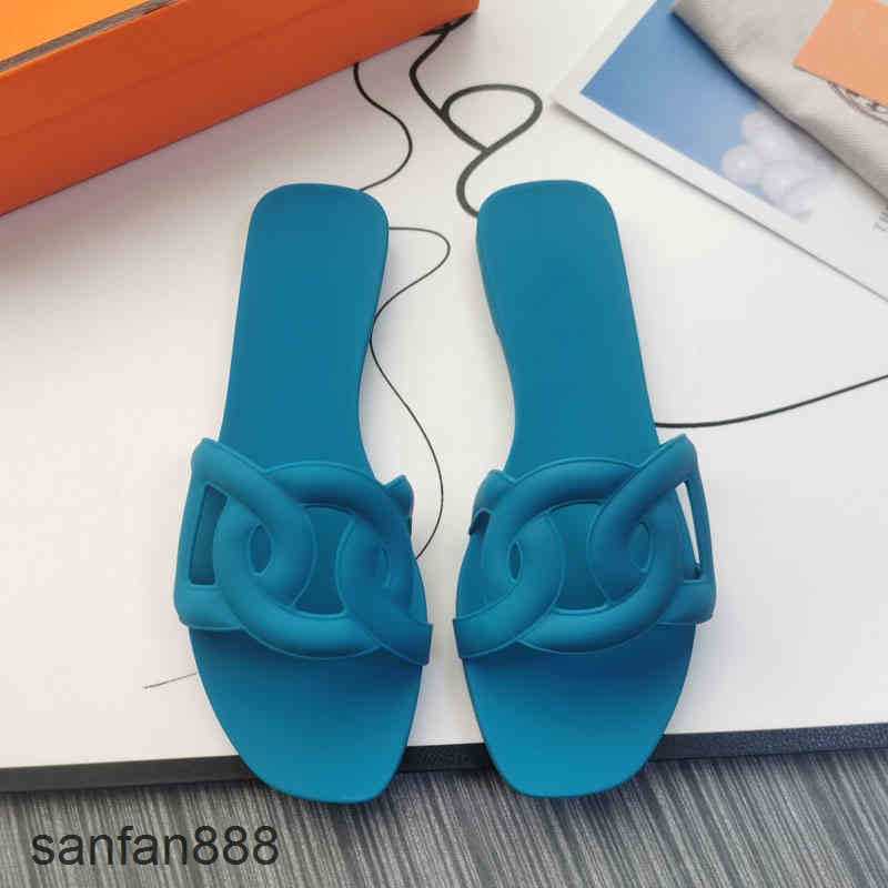 

Original Designer Hemres Slippers H Dongguan Houjie Summer New h Pig Nose Beach Cool Drag Flat Bottom Jelly Women's UPA2 With logo 7QFA, Blue