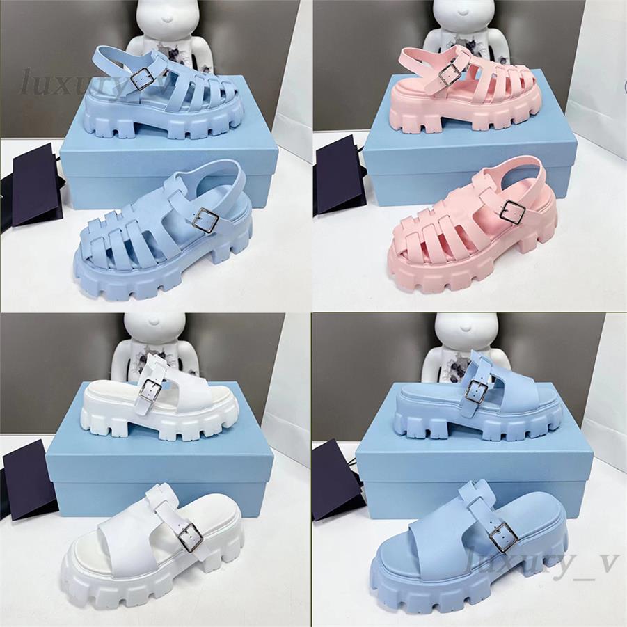 

Women Foam Rubber Sandals Designer Monolith Sandal Metal Logo Slippers Summer Shoes Retro Beach Footwear Sandals, Green