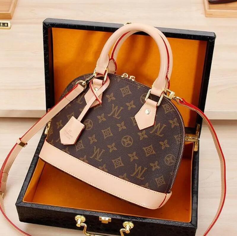 

2023 Alma Bb 25cm Women designer Shoulder Bags Chain Messenger Leather Handbags Shell Wallet Purse Cosmetic louise Purse Crossbody viuton Bag with Lock tag, Brown grid