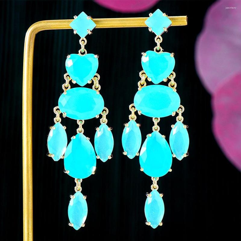 

Dangle Earrings GODKI Trendy Blue Lady Office For Women Wedding Party Dubai Jewelry Aretes De Mujer Modernos 2023