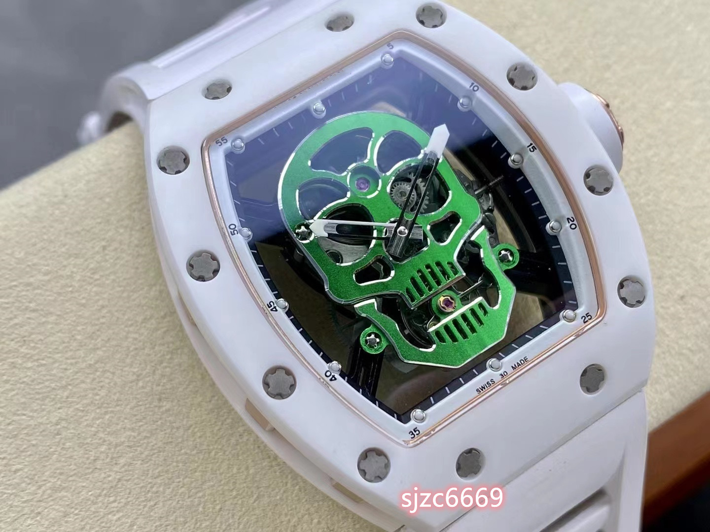 

YS RM52-01 Watch size 49.8*44.3*16.4mm with tourbillon movement sapphire glass mirror natural rubber strap, As shown
