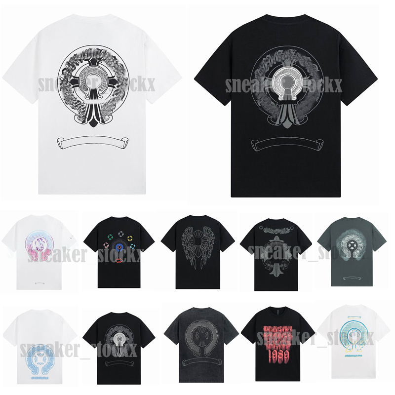 

2023 Mens T-Shirts Hearts Brand Crew Neck Chrome Short Sleeves Tops Tees CH T-shirts Sweater Casual Horseshoe Sanskrit Cross Pattern Tees Men Tshirts, Army green