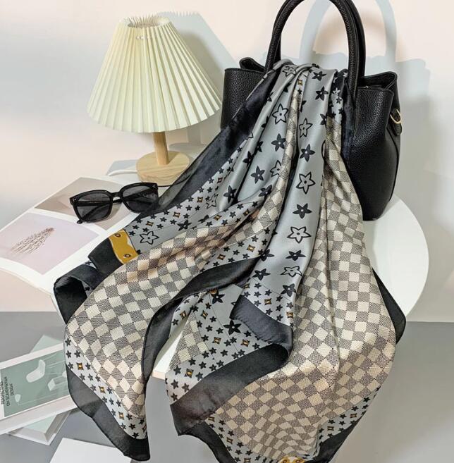 

6style Fashion Letters Print Imitate Silk Scarf Neckerchief for Women Big SizeLong Handle Bag Scarves Shoulder Tote Luggage Ribbon Head Wrap 180-90cm