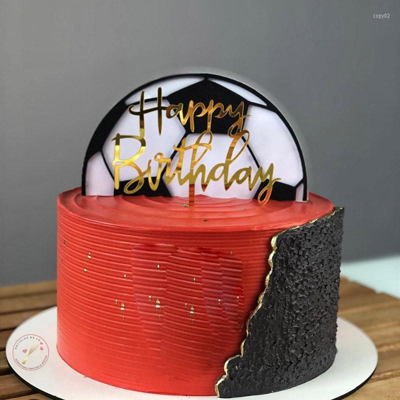 

Party Supplies Cake Decorating Acrylic Football Happy Birthday Topper For Fans Dessert Decor