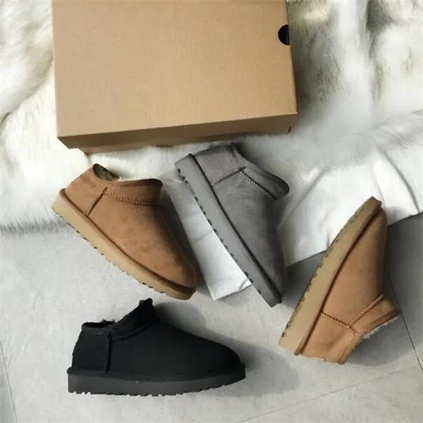 Hot AUS classical Short Miniwomen snow boots keep warm boot man womens Plush casual warm boots Sheepskin Suede shoes chestnut grey