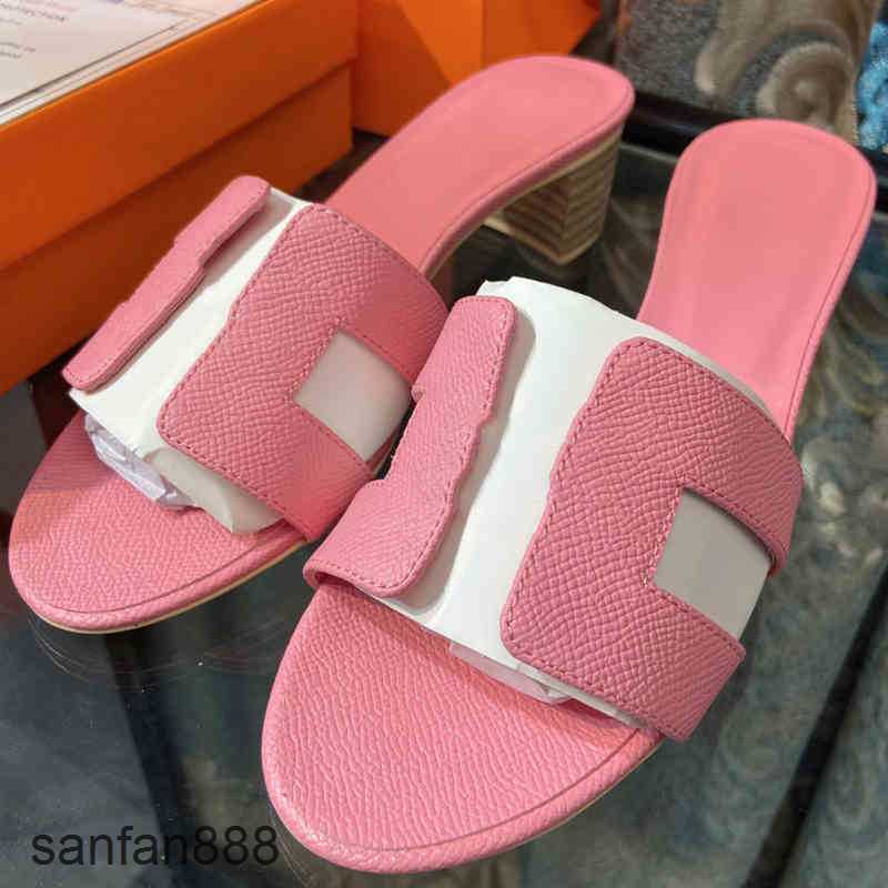 

Original Designer Hemres Slippers Genuine H Shoes Fashion Sandals Leather Women Summer luxury igh heels Slides Ladies Beach Sandal UW8Z With logo 2G9D, #9