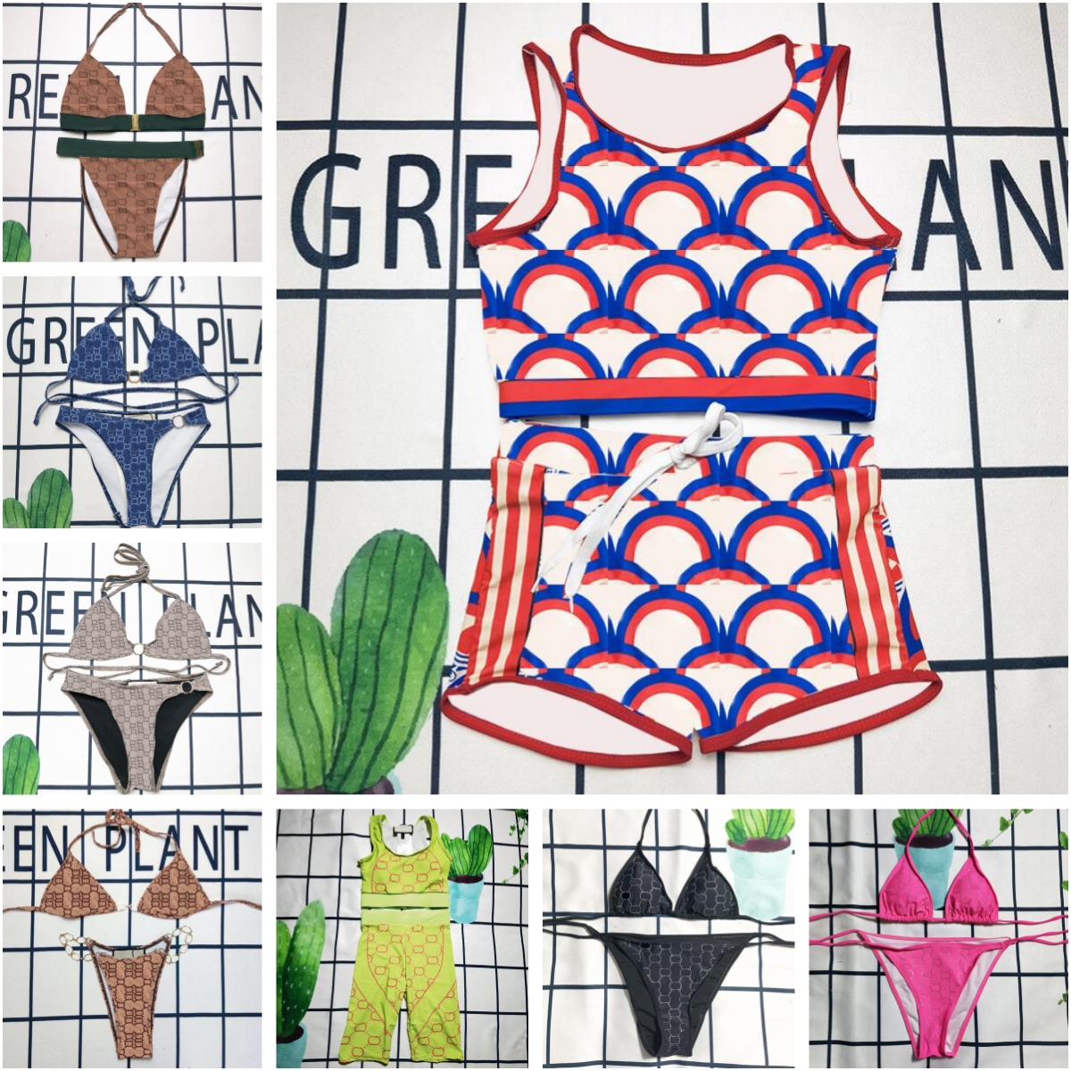 

Designer Swimwear Bikini Top Fashion Print Bikini Swimwear Women Designer Swimsuit Halter Designer Womens Swimwear Two Pieces Swimming Suit, See more pic;don't click to pay