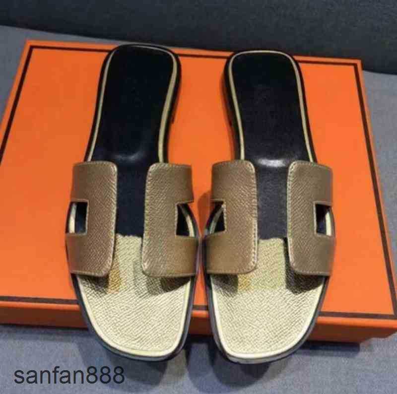 

Original Designer Hemres Slippers 100% classics Leather H igh Quality Women slipper Summer Flat Slides Fashion casual outdoor home 3O8Y With logo XYK6, 11