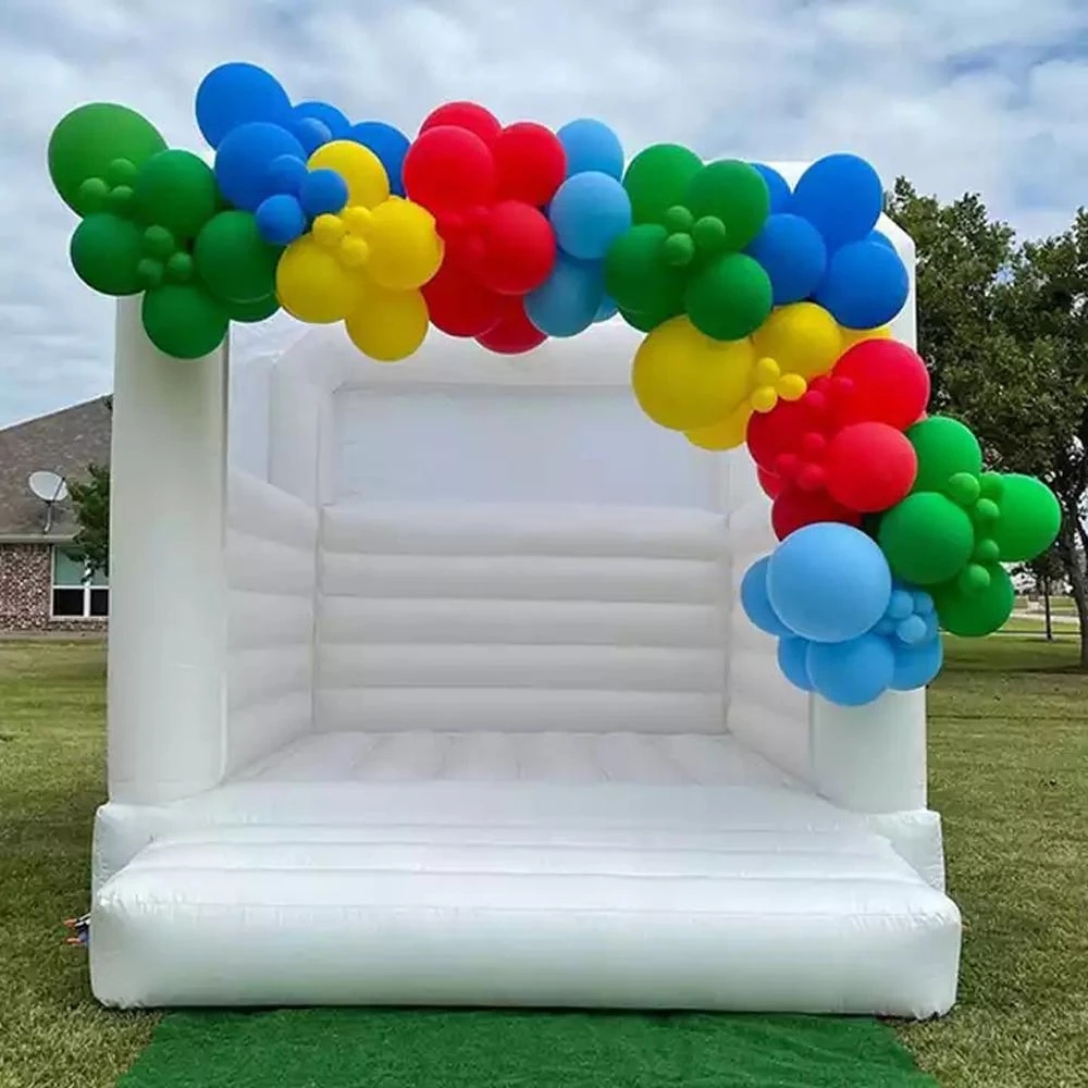 

Adults kids Outdoor White inflatable Wedding Bounce House Jumping Bouncy Castle with roof white bouncer jumper with blower free ship