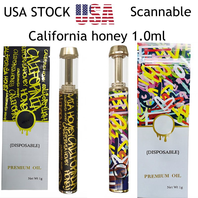 

Scannable California Honey 1.0ml Empty Disposable Vape Pen 400mah Rechargeable Battery Customize Mylar Bag Packaging USA Stock 2-3 Days Delivery